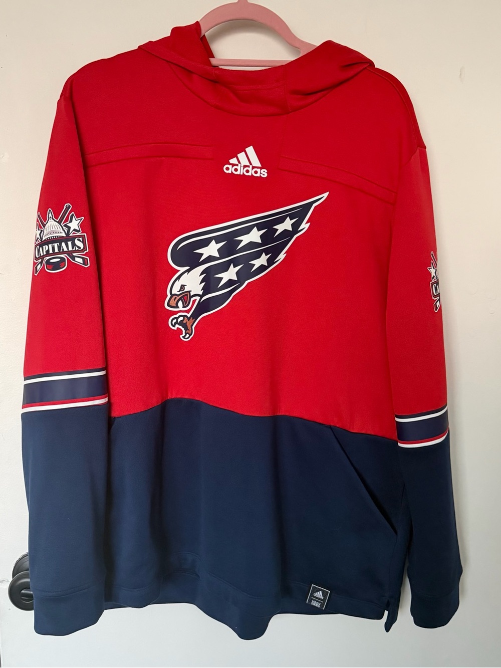 Men's adidas Red/Navy Washington Capitals Reverse Retro Pullover Hoodie Size 2XL